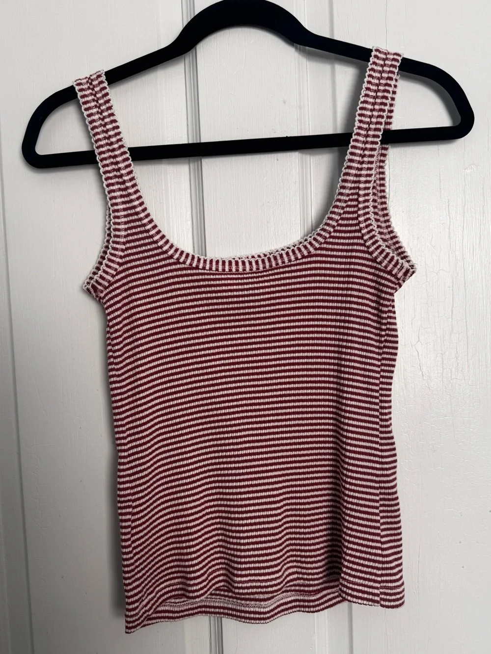 Universal Thread Coral & White Striped Scoop Neck Tank